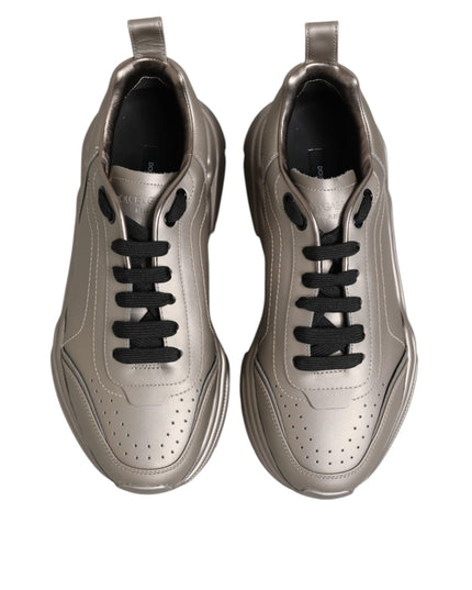 Dolce & Gabbana Silver DAYMASTER Leather Men Sneakers Shoes