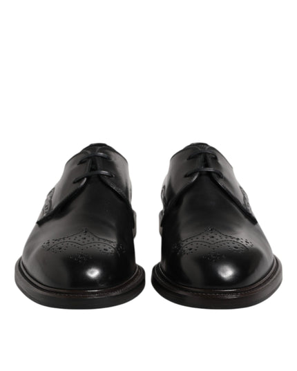 Dolce & Gabbana Black Leather Derby Wingtip Formal Shoes