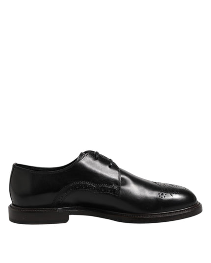 Dolce & Gabbana Black Leather Derby Wingtip Formal Shoes