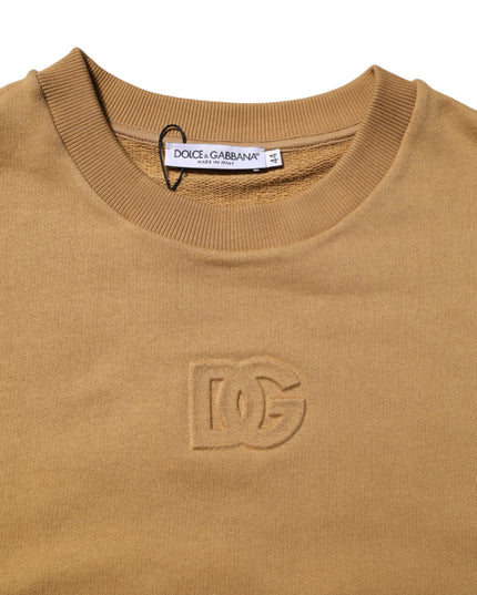 Dolce & Gabbana Mustard Cotton DG Embossed Pullover Sweater