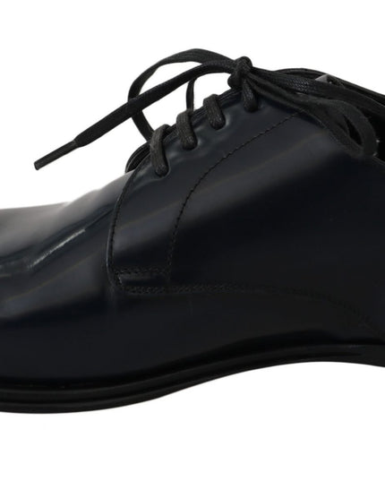 Dolce & Gabbana Blue Leather Dress Derby Formal Mens Shoes
