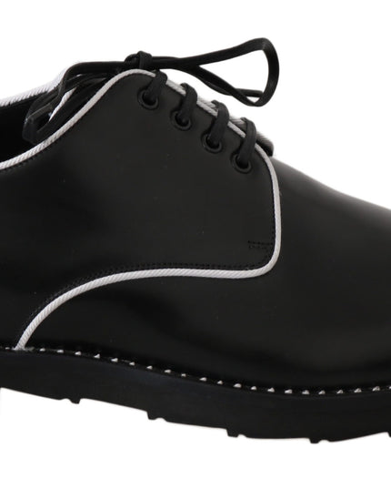 Dolce & Gabbana Black Leather White Line Dress Derby Shoes