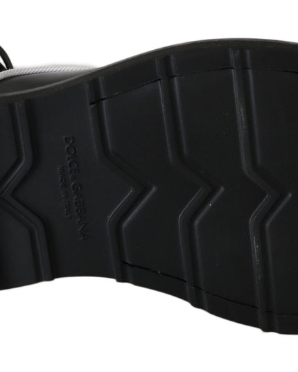 Dolce & Gabbana Black Leather White Line Dress Derby Shoes