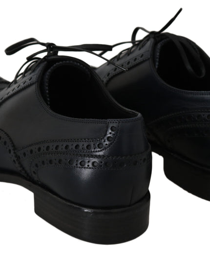 Dolce & Gabbana Dark Blue Leather Wingtip Oxford Dress Shoes