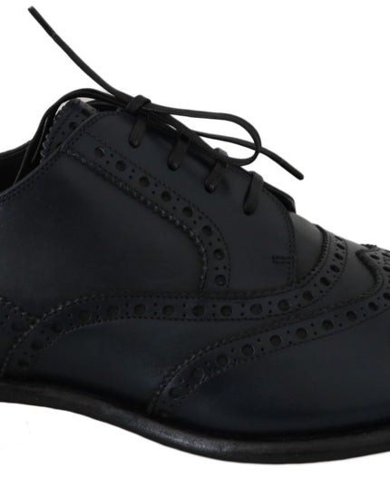 Dolce & Gabbana Dark Blue Leather Wingtip Oxford Dress Shoes