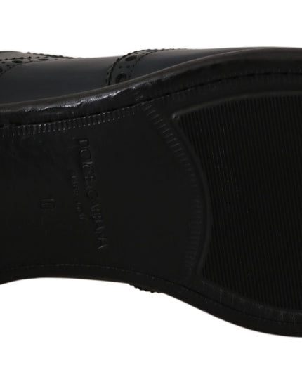 Dolce & Gabbana Dark Blue Leather Wingtip Oxford Dress Shoes