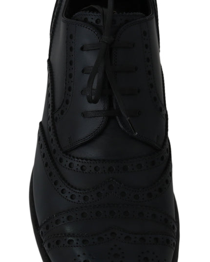 Dolce & Gabbana Dark Blue Leather Wingtip Oxford Dress Shoes
