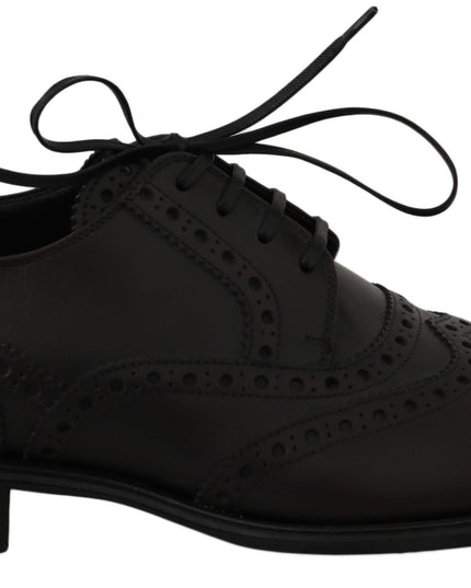 Dolce & Gabbana Black Leather Wingtip Oxford Dress  Shoes