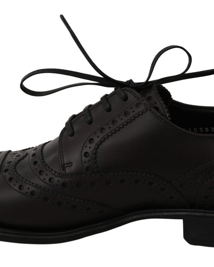 Dolce & Gabbana Black Leather Wingtip Oxford Dress  Shoes