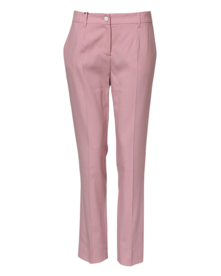 Dolce & Gabbana Pink Wool Mid Waist Tapered Pants