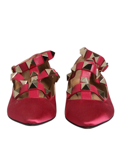 Prosperine Red Gold Studded Pointed Toe Ballet Flats Shoes