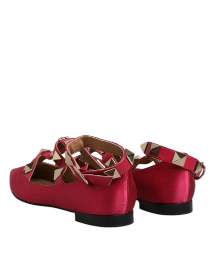 Prosperine Red Gold Studded Pointed Toe Ballet Flats Shoes