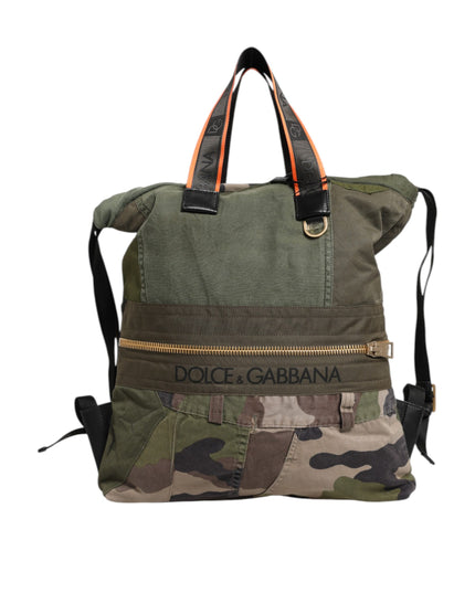 Dolce & Gabbana Military Green Patchwork Rucksack Backpack Bag