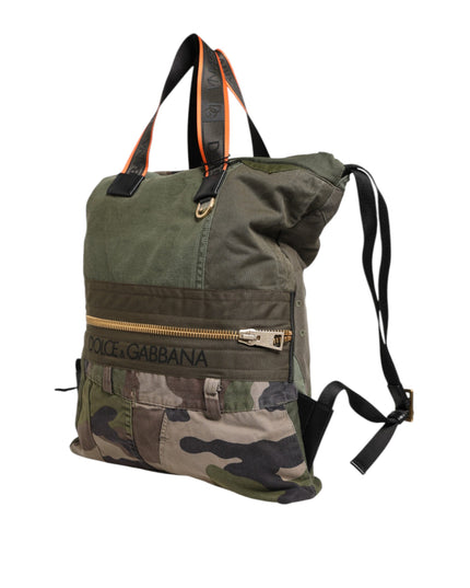 Dolce & Gabbana Military Green Patchwork Rucksack Backpack Bag