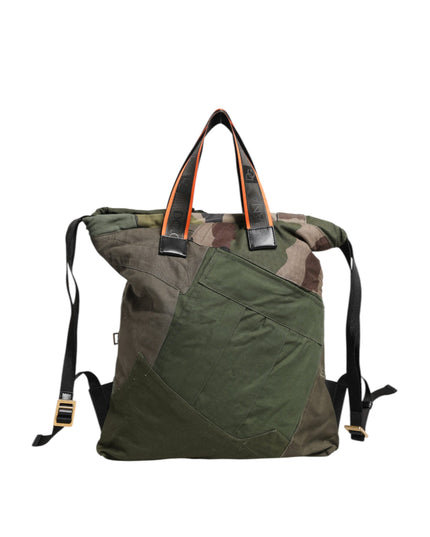 Dolce & Gabbana Military Green Patchwork Rucksack Backpack Bag