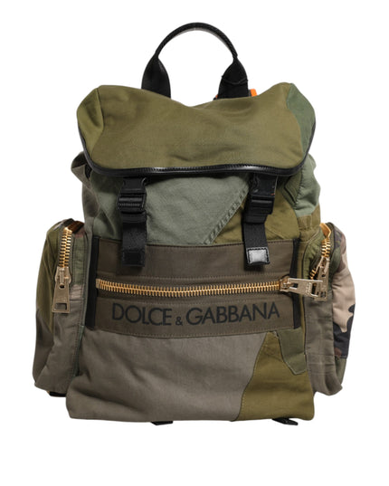 Dolce & Gabbana Military Green Patchwork Rucksack Backpack Bag
