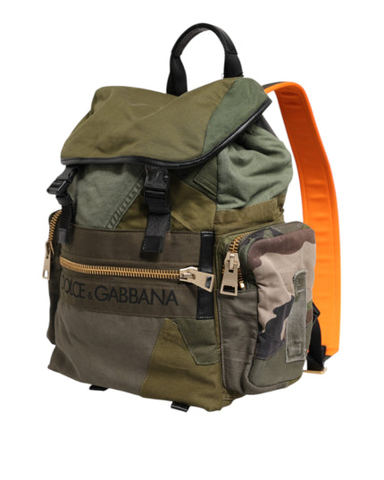 Dolce & Gabbana Military Green Patchwork Rucksack Backpack Bag