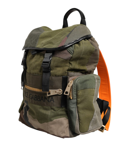 Dolce & Gabbana Military Green Patchwork Rucksack Backpack Bag