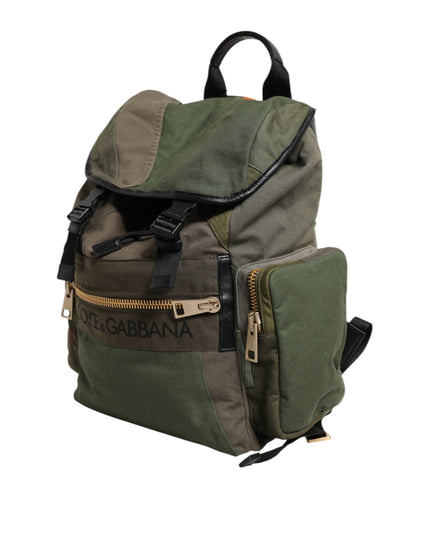 Dolce & Gabbana Military Green Patchwork Rucksack Backpack Bag