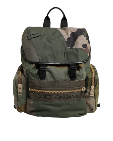Dolce & Gabbana Military Green Patchwork Rucksack Backpack Bag