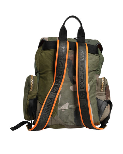 Dolce & Gabbana Military Green Patchwork Rucksack Backpack Bag