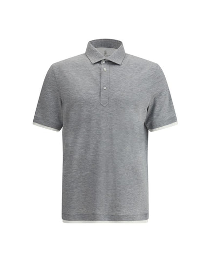 Brunello Cucinelli Gray Cotton Polo Shirt
