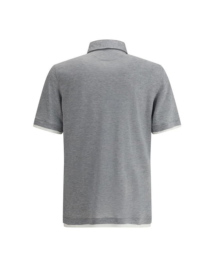 Brunello Cucinelli Gray Cotton Polo Shirt