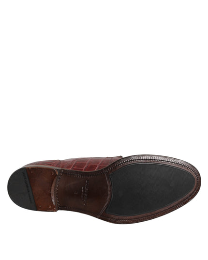 Dolce & Gabbana Burgundy Leather Lace Up Derby Dress Shoes