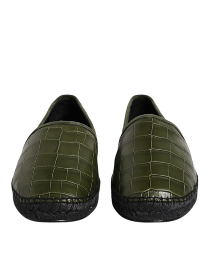 Dolce & Gabbana Green Exotic Leather Espadrilles Slip On Shoes