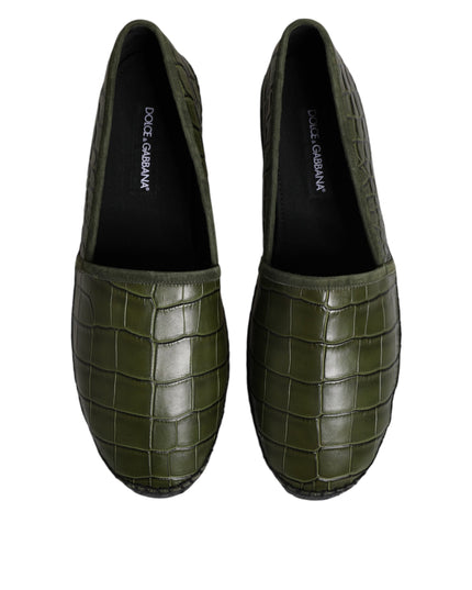 Dolce & Gabbana Green Exotic Leather Espadrilles Slip On Shoes