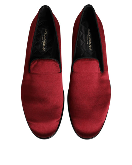 Dolce & Gabbana Red Velvet Slip On Loafers Formal Shoes