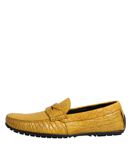 Dolce & Gabbana Yellow Exotic Leather Loafers Slip On Shoes