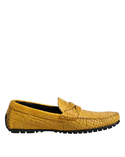 Dolce & Gabbana Yellow Exotic Leather Loafers Slip On Shoes