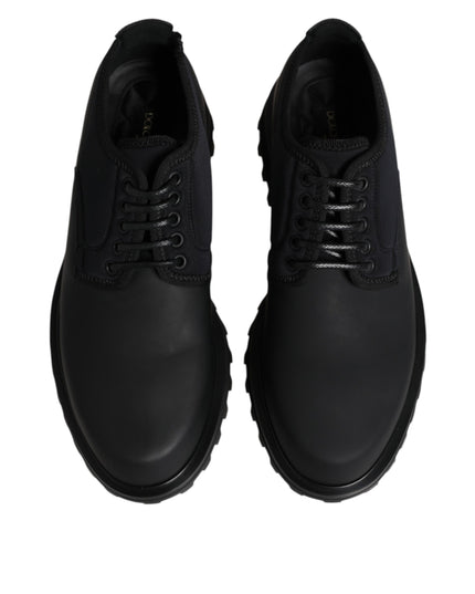 Dolce & Gabbana Black Leather Lace Up Trekking Dress Shoes