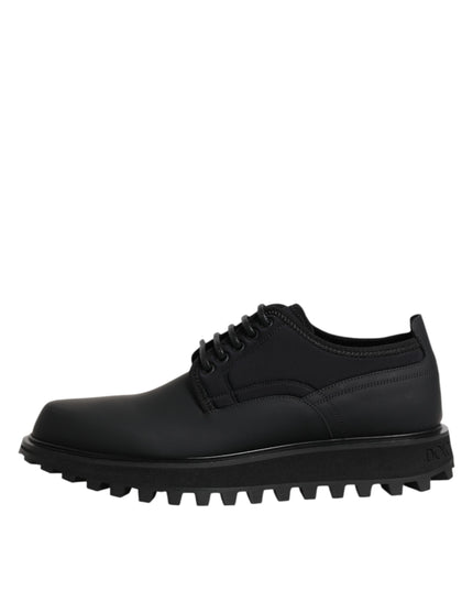 Dolce & Gabbana Black Leather Lace Up Trekking Dress Shoes