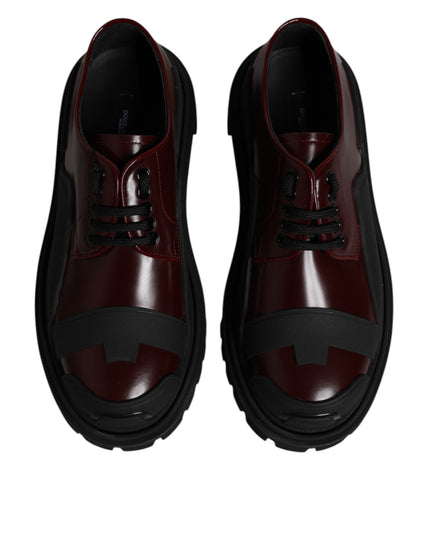 Dolce & Gabbana Red Leather Lace Up Trekking Dress Shoes