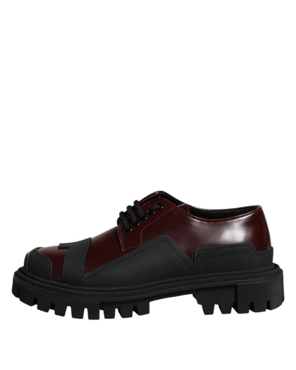 Dolce & Gabbana Red Leather Lace Up Trekking Dress Shoes
