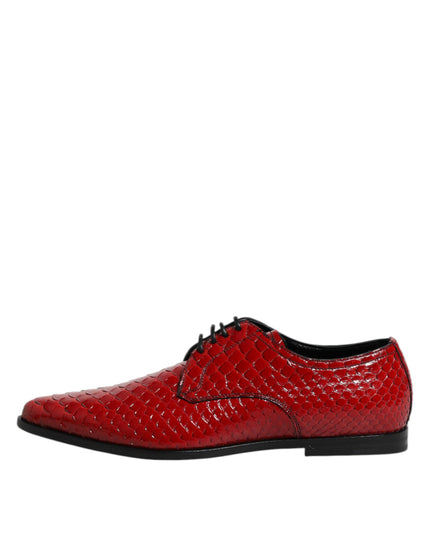 Dolce & Gabbana Red Exotic Leather Lace Up Dress Derby Shoes