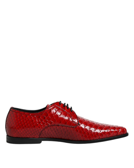 Dolce & Gabbana Red Exotic Leather Lace Up Dress Derby Shoes