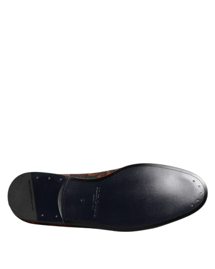 Dolce & Gabbana Black Jacquard Polyester Slip On Loafers Shoes