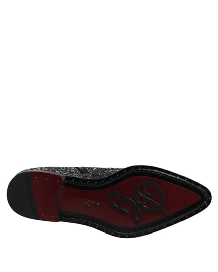 Dolce & Gabbana Dark Gray Cotton Sequined Chelsea Boots Shoes