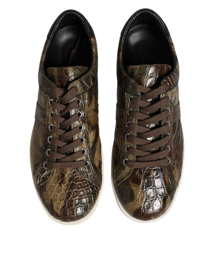 Dolce & Gabbana Brown Exotic Leather Low Top Sneakers Shoes