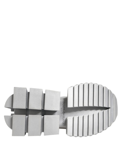 Dolce & Gabbana Silver Leather Super Queen Sneakers Shoes