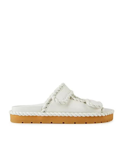 Bottega Veneta White Lamb Leather Flat Sandals