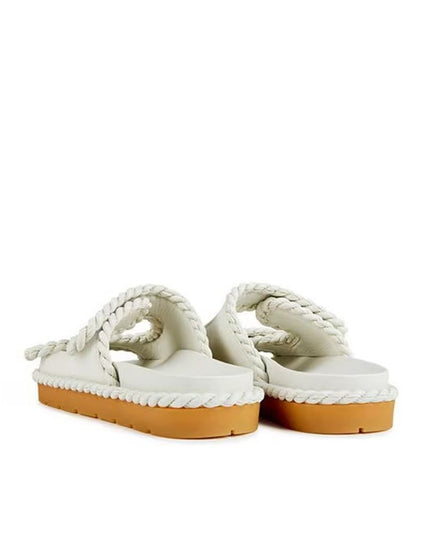 Bottega Veneta White Lamb Leather Flat Sandals