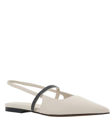Brunello Cucinelli White Calfskin Ballet Flats