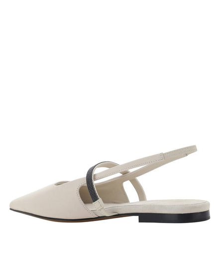 Brunello Cucinelli White Calfskin Ballet Flats