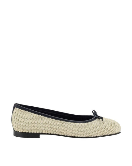 Manolo Blahnik Beige Raffia Ballet Flats