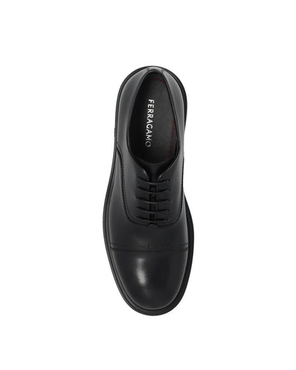 Salvatore Ferragamo Black Calfskin Oxfords And Derbies