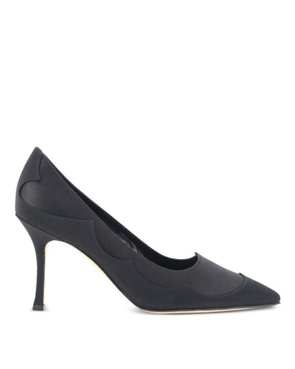 Manolo Blahnik Black Silk High Heel Pumps